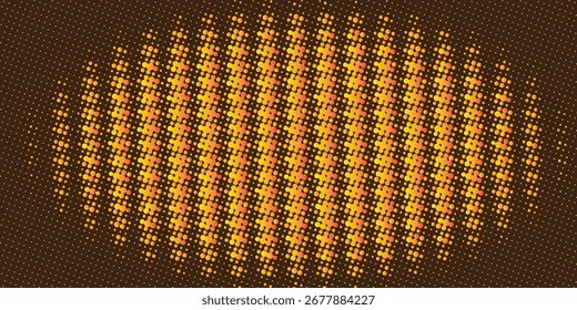 Gold Glitter Halftone Dotted Backdrop. Abstract Circular Retro Pattern. Pop Art Style Background. Golden Explosion Of Confetti. Digitally Generated Image. Vector Illustration