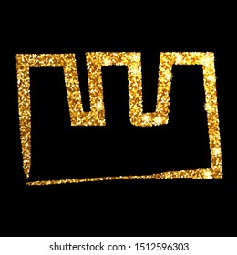 Gold glitter hand drawn crown. Sign king, queen, princess. Vector illustration.