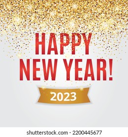 Gold glitter Happy new year 2023 christmas background golden