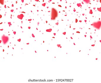 Gold glitter heart confetti frame on white background. Bright glitter particles for luxury greeting card. Sparkling texture. Valentines day design. Star dust. Vector illustration.