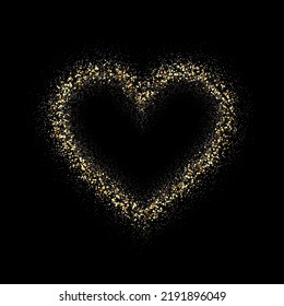 Gold glitter heart frame .Template for valentines and mothers day cards, wedding invitations, holiday posters and flyers.