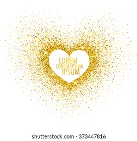 Gold glitter heart frame for your text on white background