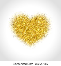 Gold glitter heart with sparkles