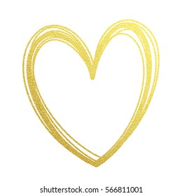 Gold glitter heart for Valentine day on white premium card.