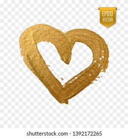 Gold glitter heart. Vector illustration. Paint brush vector texture