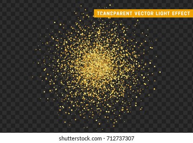 Gold glitter isolated on background with transparency effect. Golden sparkles.