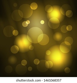 Gold glitter light bokeh background, vector illustration