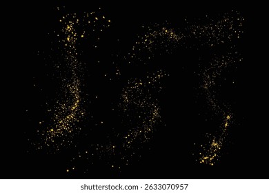 Gold glitter light effect isolated confetti texture background design set