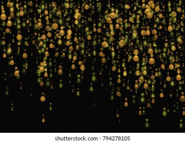 Gold glitter lights background. Abstract vector illustration