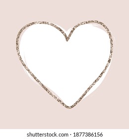 gold glitter line delicate heart on blush pink background. Chic feminine style Valentines day concept