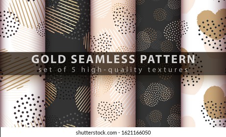 gold, glitter love - seamless pattern