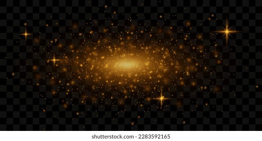 Deslumbrador de oro. Elementos brillantes mágicos. Luminosas chispas doradas y bokeh. Resumen del efecto estrellado. Partículas brillantes para pancarta o afiche. Ilustración vectorial.	
