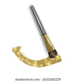 Gold Glitter Makeup Brush Stroke for Beauty and Cosmetics