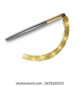Gold Glitter Makeup Brush Stroke for Beauty and Cosmetics