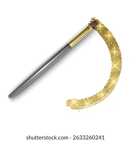 Gold Glitter Makeup Brush Stroke for Beauty and Cosmetics