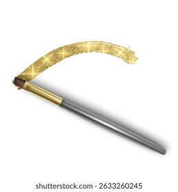 Gold Glitter Makeup Brush Stroke for Beauty and Cosmetics
