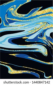 Gold glitter marble. Vector decorative pattern for design and drawing invitations, cards, covers, cases, packaging and other surfaces