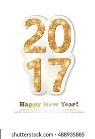 The gold glitter New Year 2017 in modern style.  
