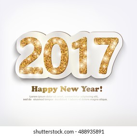 The gold glitter New Year 2017 in modern style.  
