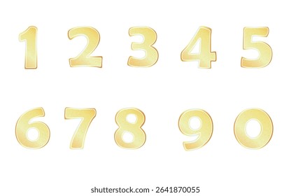 Gold glitter numbers 0 to 9 illustration design
