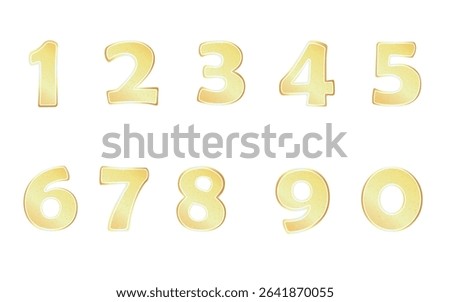 Gold glitter numbers 0 to 9 illustration design