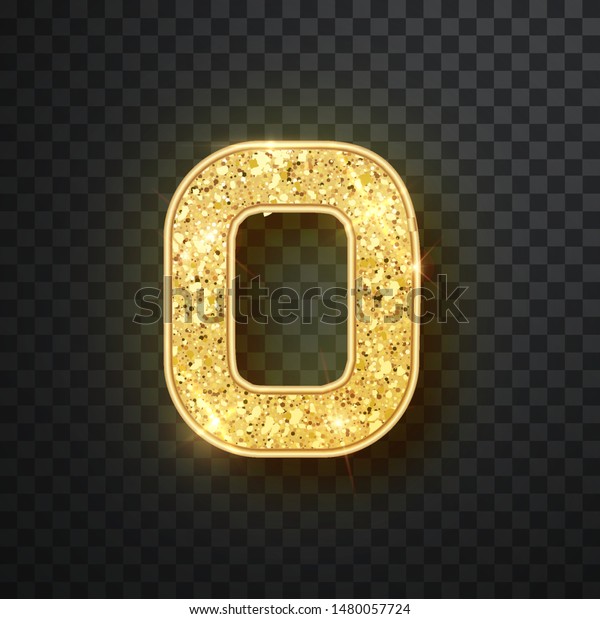 Gold Glitter Numbers Zero Shadow Vector Stock Vector (Royalty Free ...