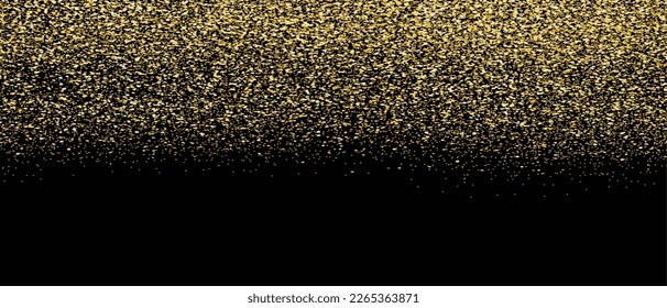 Gold glitter on black background, vector. Golden glitter background for greeting card, wallpaper and banner. Backdrop for brochure, vip flyer and brush stroke. Abstract concept, vector illustration