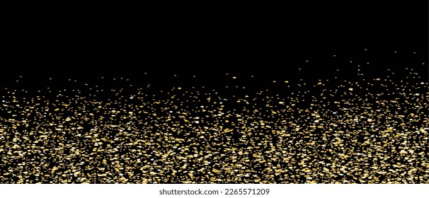 Gold glitzert auf schwarzem Hintergrund, Vektorgrafik. Goldener glänzender Hintergrund für Grußkarte, Tapete und Banner. Hintergrund für Broschüre, Vip Flyer und Pinselstrich. Abstraktes Konzept, Vektorgrafik