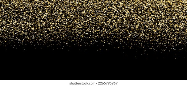 Brillo dorado sobre fondo negro, vector. Fondo de brillo dorado para tarjetas de felicitación, papel pintado y banner. Fondo para folleto, volante de vip y trazo de pincel. Concepto abstracto, ilustración vectorial
