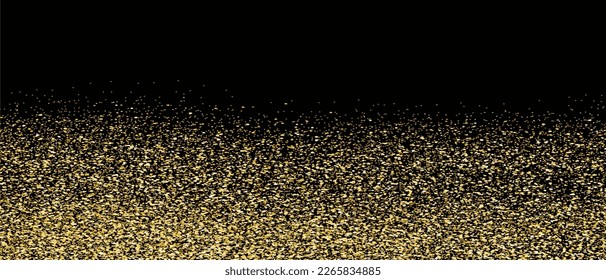 Gold glitter on black background, vector. Golden glitter background for greeting card, wallpaper and banner. Backdrop for brochure, vip flyer and brush stroke. Abstract concept, vector illustration