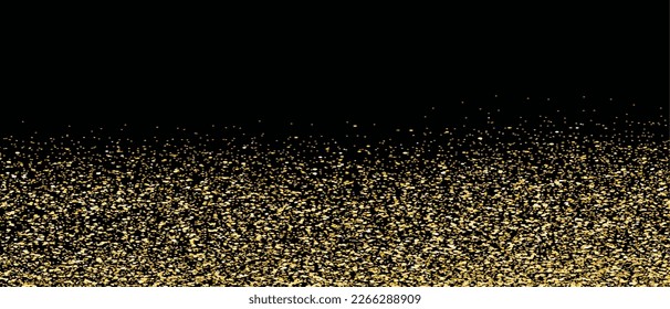 Gold glitter on black background, vector. Golden glitter background for greeting card, wallpaper and banner. Backdrop for brochure, vip flyer and brush stroke. Abstract concept, vector illustration