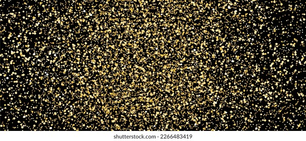 Gold glitter on black background, vector. Golden glitter background for greeting card, wallpaper and banner. Backdrop for brochure, vip flyer and brush stroke. Abstract concept, vector illustration