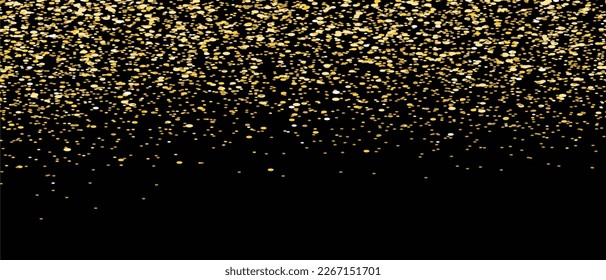 Gold glitter on black background, vector. Golden glitter background for greeting card, wallpaper and banner. Backdrop for brochure, vip flyer and brush stroke. Abstract concept, vector illustration