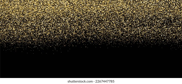 Gold glitter on black background, vector. Golden glitter background for greeting card, wallpaper and banner. Backdrop for brochure, vip flyer and brush stroke. Abstract concept, vector illustration