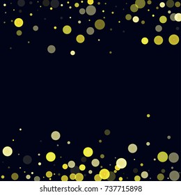 Gold glitter on a black background. Explosion of confetti. Vector festive background. Snow falling texture. Abstract element of design for new year, christmas, birthday, wedding cards, banners, poster