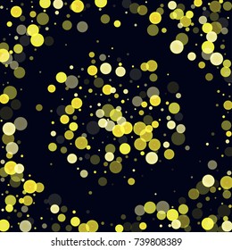 Gold glitter on a black background. Explosion of confetti. Vector festive background. Snow falling texture. Abstract element of design for new year, cristmas, birthday, wedding cards, banners, poster.