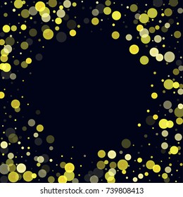 Gold glitter on a black background. Explosion of confetti. Vector festive background. Snow falling texture. Abstract element of design for new year, cristmas, birthday, wedding cards, banners, poster.
