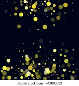 Gold glitter on a black background. Explosion of confetti. Vector festive background. Snow falling texture. Abstract element of design for new year, cristmas, birthday, wedding cards, banners, poster.