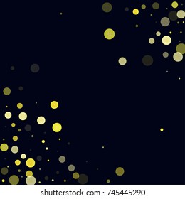 Gold glitter on a black background. Explosion of confetti. Vector festive background. Snow falling texture. Abstract element of design for new year, cristmas, birthday, wedding cards, banners, poster.