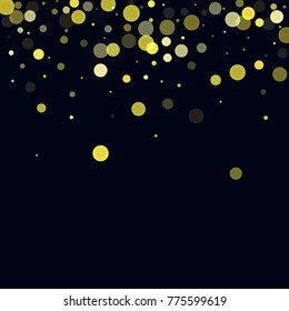 Gold glitter on a black background. Explosion of confetti. Vector festive background. Snow falling texture. Abstract element of design for new year, cristmass, birthday, wedding cards, banners, poster