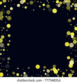Gold glitter on a black background. Explosion of confetti. Vector festive background. Snow falling texture. Abstract element of design for new year, cristmass, birthday, wedding cards, banners, poster