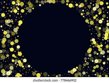 Gold glitter on a black background. Explosion of confetti. Vector festive background. Snow falling texture. Abstract element of design for new year, cristmass, birthday, wedding cards, banners, poster