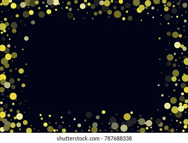 Gold glitter on a black background. Explosion of confetti. Vector festive background. Snow falling texture. Abstract element of design for new year, cristmass, birthday, wedding cards, banners, poster