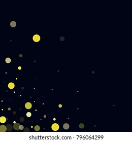 Gold glitter on a black background. Explosion of confetti. Vector festive background. Snow falling texture. Abstract element of design for new year, cristmass, birthday, wedding cards, banners, poster