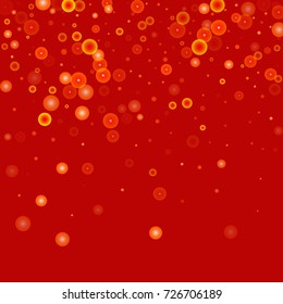 Gold glitter on a red background. Autumn confetti. Vector background. Star falling texture. Abstract element of design for new year, christmas, halloween, birthday, wedding cards, banners, poster.