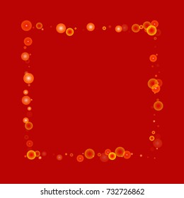 Gold glitter on a red background. Autumn confetti. Vector background. Star falling texture. Abstract element of design for new year, christmas, halloween, birthday, wedding cards, banners, poster.