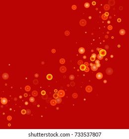 Gold glitter on a red background. Autumn confetti. Vector background. Star falling texture. Abstract element of design for new year, christmas, halloween, birthday, wedding cards, banners, poster.