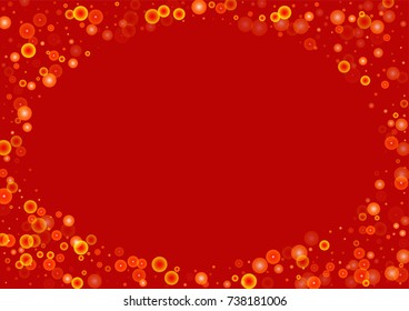 Gold glitter on a red background. Autumn confetti. Vector background. Star falling texture. Abstract element of design for new year, christmas, halloween, birthday, wedding cards, banners, poster.