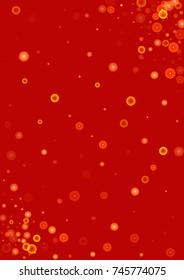 Gold glitter on a red background. Autumn confetti. Vector background. Star falling texture. Abstract element of design for new year, christmas, halloween, birthday, wedding cards, banners, poster.