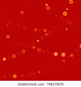 Gold glitter on a red background. Autumn confetti. Vector background. Star falling texture. Abstract element of design for new year, christmas, halloween, birthday, wedding cards, banners, poster.
